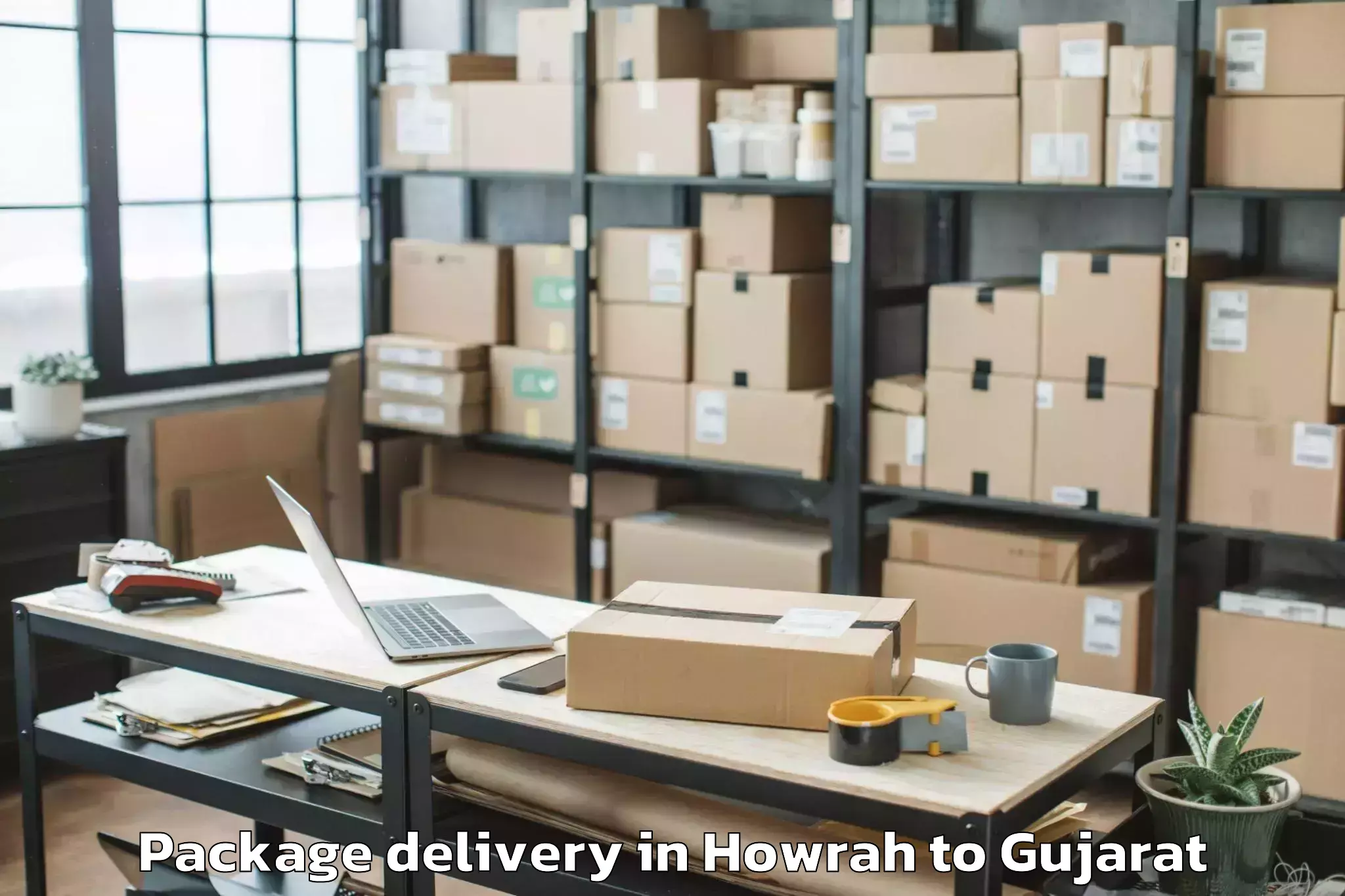 Professional Howrah to Keshod Airport Ixk Package Delivery